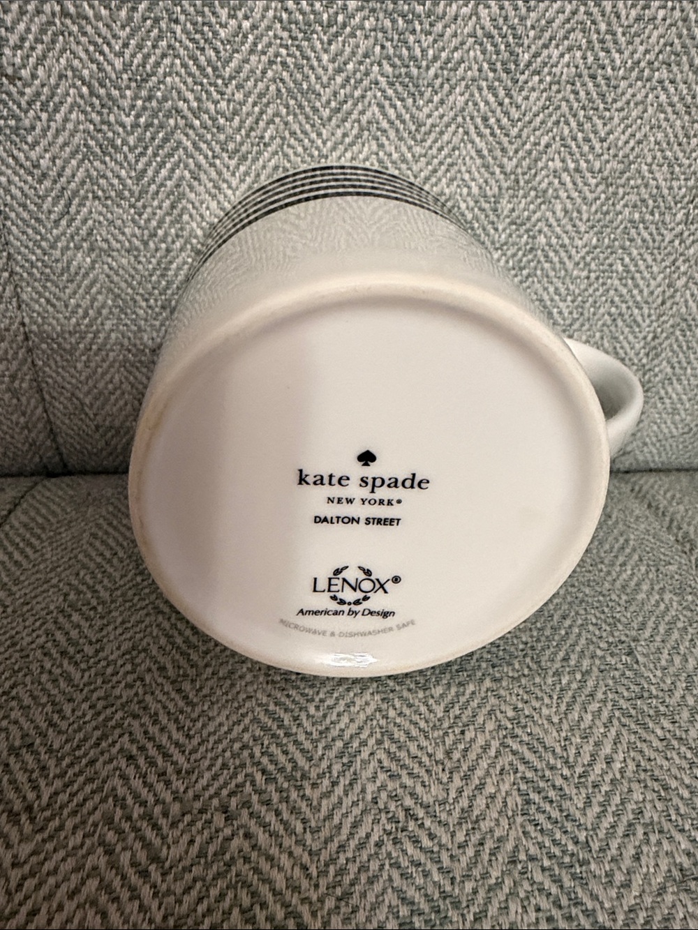 kate spade White and Black Striped Ceramic Mug